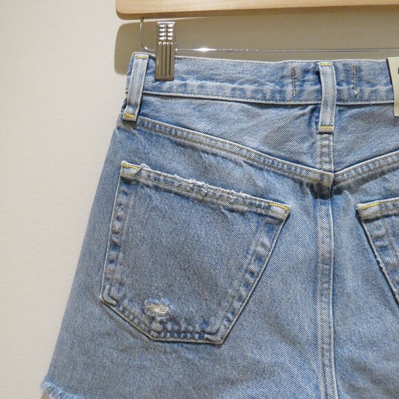 AGOLDE Parker Long Shorts in Swapmeet Light Denim Boho Distressed Casual 23 NWT - Picture 9 of 11